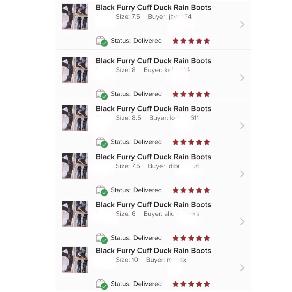 Black Furry Cuff Duck Rain Boots - Picture 7 of 8